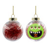 Transparent Christmas tree ball ornament with red filling 8cm