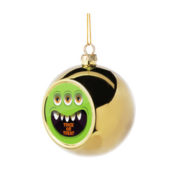 Halloween trick or treat 3 eyes monster, Χριστουγεννιάτικη μπάλα δένδρου Χρυσή 8cm