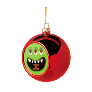 Halloween trick or treat 3 eyes monster, Χριστουγεννιάτικη μπάλα δένδρου Κόκκινη 8cm