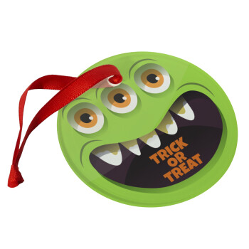 Halloween trick or treat 3 eyes monster, Χριστουγεννιάτικο στολίδι γυάλινο 9cm