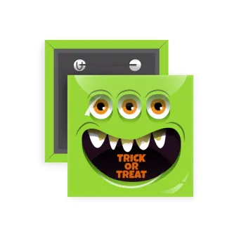 Halloween trick or treat 3 eyes monster, Κονκάρδα παραμάνα τετράγωνη 5x5cm