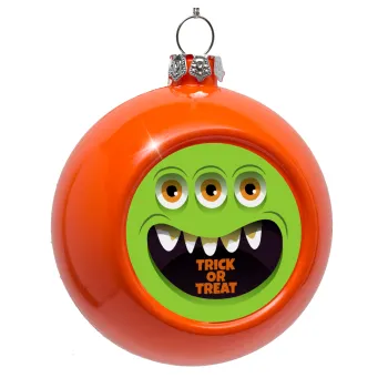 Halloween trick or treat 3 eyes monster, Orange Christmas tree ornament bauble 8cm