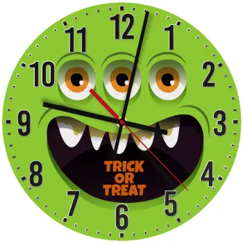 Halloween trick or treat 3 eyes monster, Ρολόι τοίχου ξύλινο (30cm)