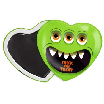 Halloween trick or treat 3 eyes monster, Μαγνητάκι καρδιά (57x52mm)