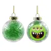 Στολίδι Χριστουγεννιάτικη μπάλα δένδρου διάφανη με πράσινο γέμισμα 8cm