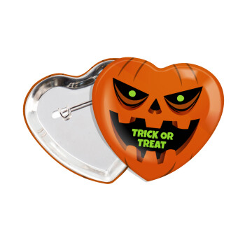 Halloween trick or treat Pumpkins, Κονκάρδα παραμάνα καρδιά (57x52mm)