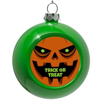 Halloween trick or treat Pumpkins, Green Christmas tree ornament bauble 8cm