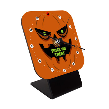 Halloween trick or treat Pumpkins, Quartz Wooden table clock with hands (10cm)