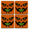 Halloween trick or treat Pumpkins, ΣΕΤ 4 Σουβέρ ξύλινα τετράγωνα