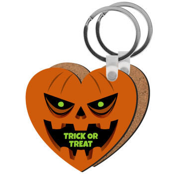 Halloween trick or treat Pumpkins, Μπρελόκ Ξύλινο καρδιά MDF