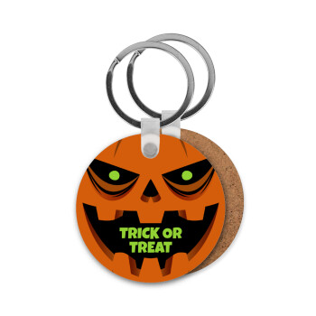 Halloween trick or treat Pumpkins, Μπρελόκ Ξύλινο στρογγυλό MDF Φ5cm