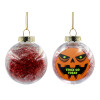 Transparent Christmas tree ball ornament with red filling 8cm