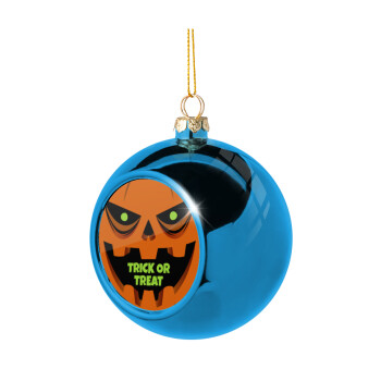 Halloween trick or treat Pumpkins, Blue Christmas tree ball ornament 8cm