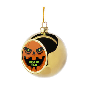 Halloween trick or treat Pumpkins, Χριστουγεννιάτικη μπάλα δένδρου Χρυσή 8cm