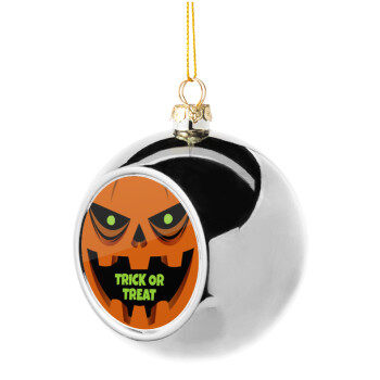 Halloween trick or treat Pumpkins, Χριστουγεννιάτικη μπάλα δένδρου Ασημένια 8cm