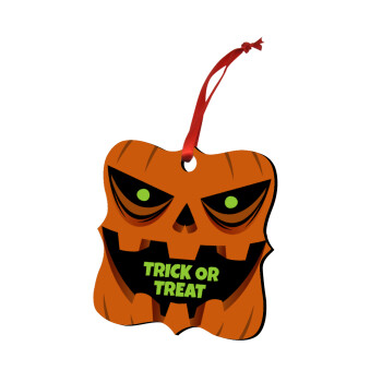 Halloween trick or treat Pumpkins, Χριστουγεννιάτικο στολίδι polygon ξύλινο 7.5cm