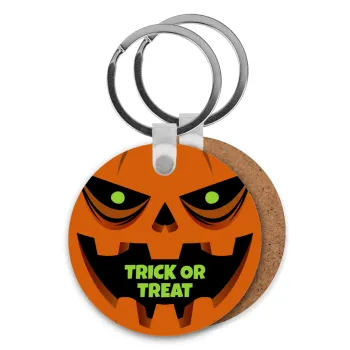 Halloween trick or treat Pumpkins, Μπρελόκ Ξύλινο στρογγυλό MDF Φ5cm