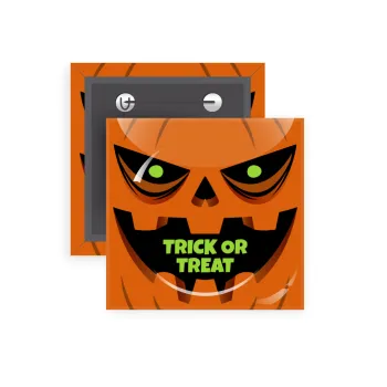 Halloween trick or treat Pumpkins, Κονκάρδα παραμάνα τετράγωνη 5x5cm