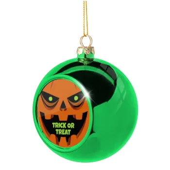 Halloween trick or treat Pumpkins, Green Christmas tree ornament ball 8cm