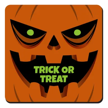Halloween trick or treat Pumpkins, Τετράγωνο μαγνητάκι ξύλινο 9x9cm