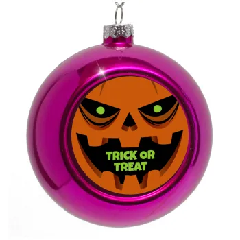Halloween trick or treat Pumpkins, Στολίδι Χριστουγεννιάτικη μπάλα δένδρου Μωβ 8cm
