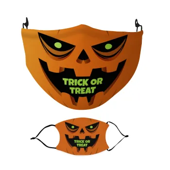 Halloween trick or treat Pumpkins, Μάσκα υφασμάτινη Ενηλίκων πολλαπλών στρώσεων με υποδοχή φίλτρου