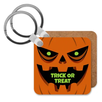 Halloween trick or treat Pumpkins, Μπρελόκ Ξύλινο τετράγωνο MDF