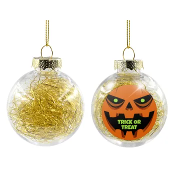 Halloween trick or treat Pumpkins, Transparent Christmas tree ball ornament with gold filling 8cm