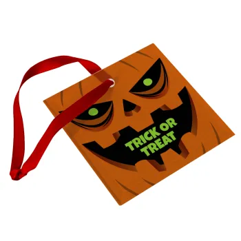 Halloween trick or treat Pumpkins, Christmas ornament, glass square ornament 9x9cm