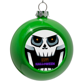 Halloween trick or treat Skeleton, Green Christmas tree ornament bauble 8cm