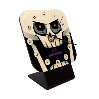 Halloween trick or treat Skeleton, Επιτραπέζιο ρολόι σε φυσικό ξύλο (10cm)