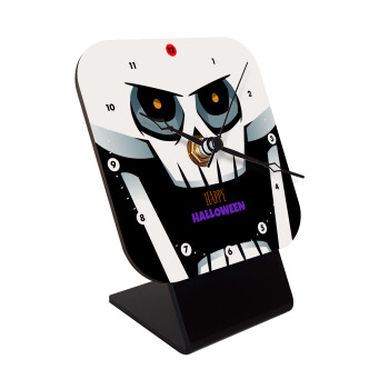 Halloween trick or treat Skeleton, Quartz Wooden table clock with hands (10cm)