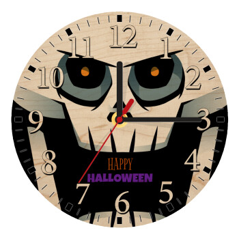 Halloween trick or treat Skeleton, Ρολόι τοίχου ξύλινο plywood (20cm)