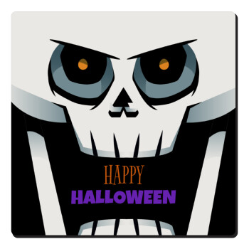 Halloween trick or treat Skeleton, Τετράγωνο μαγνητάκι ξύλινο 6x6cm