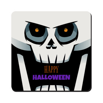Halloween trick or treat Skeleton, Τετράγωνο μαγνητάκι ξύλινο 9x9cm