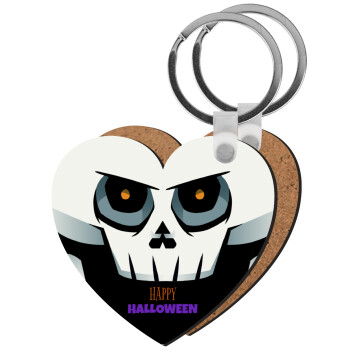 Halloween trick or treat Skeleton, Μπρελόκ Ξύλινο καρδιά MDF