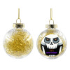 Transparent Christmas tree ball ornament with gold filling 8cm