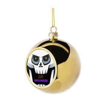 Halloween trick or treat Skeleton, Golden Christmas tree ball ornament 8cm