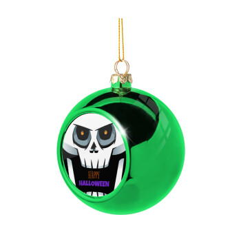 Halloween trick or treat Skeleton, Χριστουγεννιάτικη μπάλα δένδρου Πράσινη 8cm