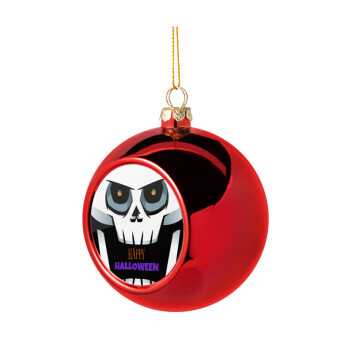 Halloween trick or treat Skeleton, Χριστουγεννιάτικη μπάλα δένδρου Κόκκινη 8cm