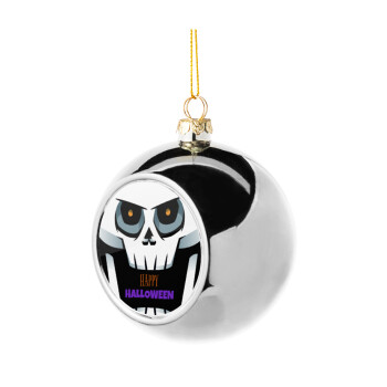 Halloween trick or treat Skeleton, Silver 8cm Christmas tree ball ornament