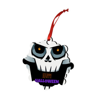 Halloween trick or treat Skeleton, Christmas ornament snowflake wooden 7.5cm