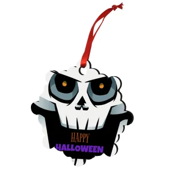 Halloween trick or treat Skeleton, Christmas ornament snowflake wooden 7.5cm