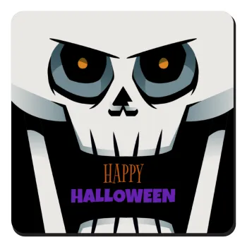 Halloween trick or treat Skeleton, Τετράγωνο μαγνητάκι ξύλινο 9x9cm