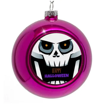 Halloween trick or treat Skeleton, Στολίδι Χριστουγεννιάτικη μπάλα δένδρου Μωβ 8cm