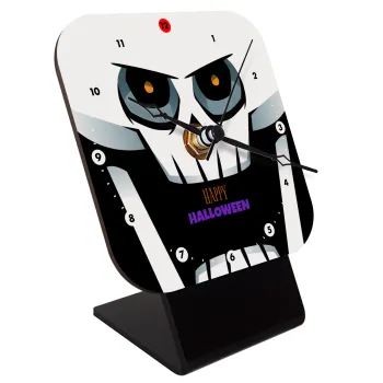 Halloween trick or treat Skeleton, Quartz Wooden table clock with hands (10cm)
