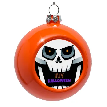 Halloween trick or treat Skeleton, Στολίδι Χριστουγεννιάτικη μπάλα δένδρου Πορτοκαλί 8cm