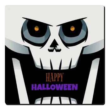 Halloween trick or treat Skeleton, Τετράγωνο μαγνητάκι ξύλινο 6x6cm