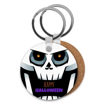 Halloween trick or treat Skeleton, Μπρελόκ Ξύλινο στρογγυλό MDF Φ5cm