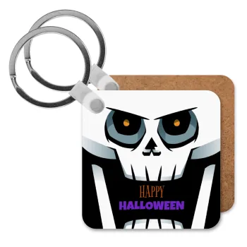 Halloween trick or treat Skeleton, Μπρελόκ Ξύλινο τετράγωνο MDF